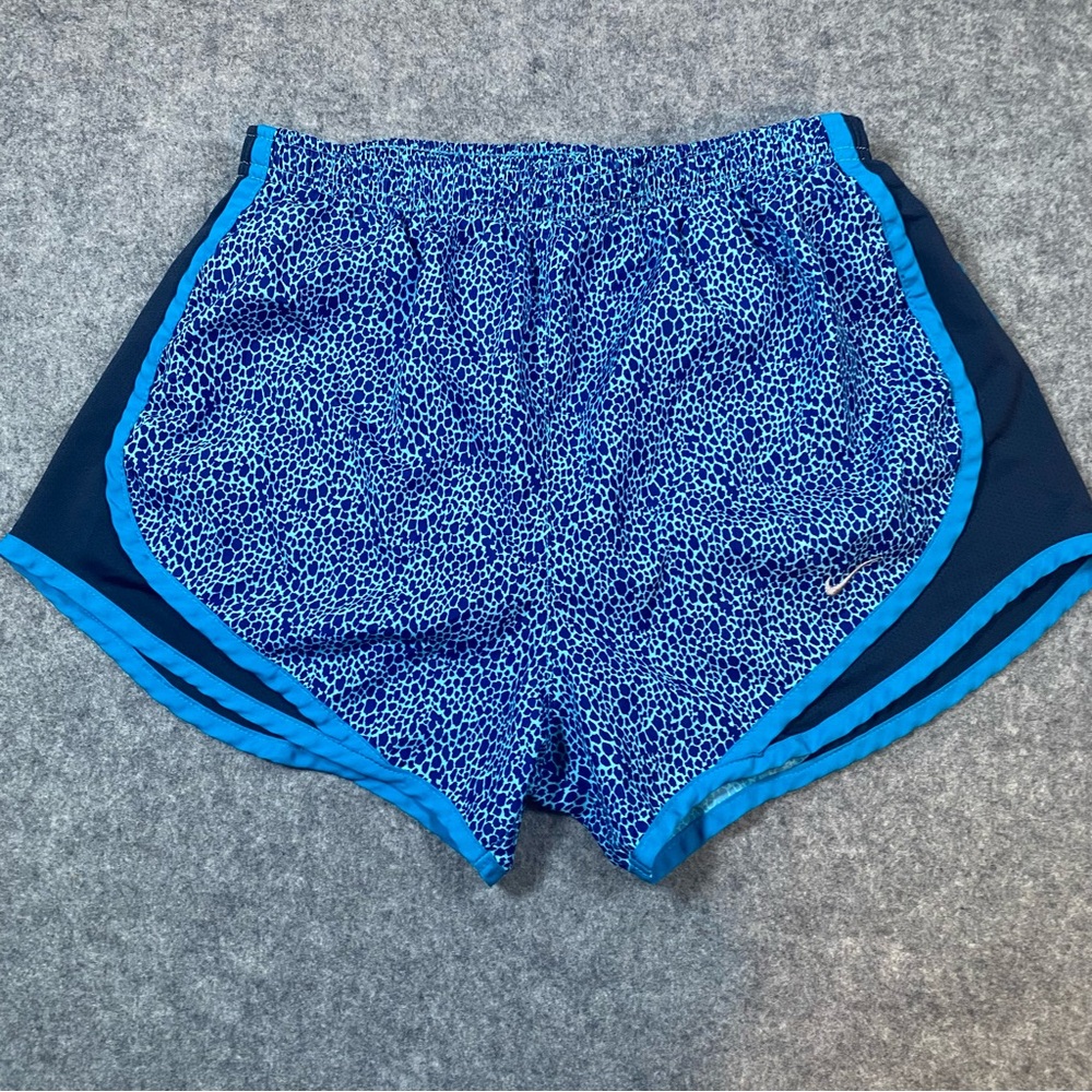 Nike Dri-FIT Athletic Running Shorts Blue Leopard Print Women’s Size Small